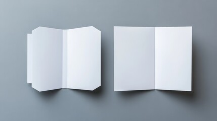 Blank Paper Brochures on Gray Background