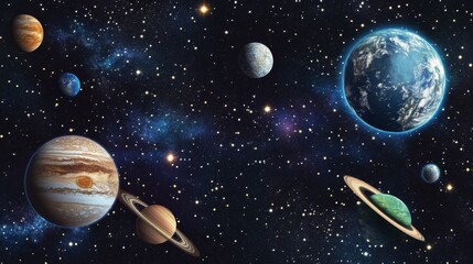 Wall Mural - Cosmic Wonders: A View of the Solar System