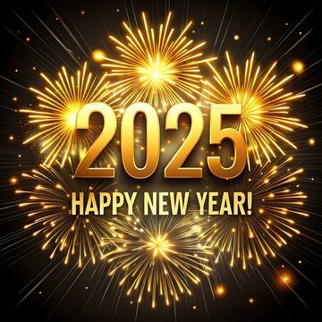 Sparkling Happy new year 2025. the new year in a joyful and festive in 2025