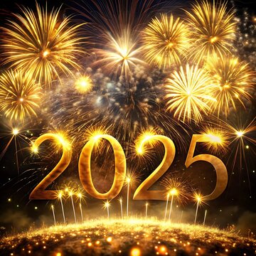 Sparkling Happy new year 2025. the new year in a joyful and festive in 2025