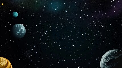 Wall Mural - Cosmic Landscape with Planets