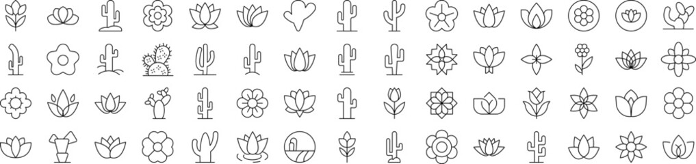 Wall Mural - Flower Outline Style Icons for Design, Cards, Apps, Social Networks