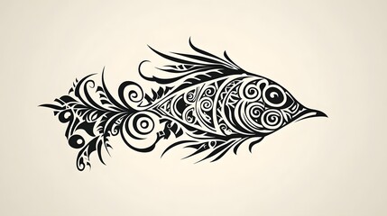 Wall Mural - Creative Maori tattoo design with flowing lines, intricate spirals, and traditional tribal elements, black ink, High quality, sharp images, graphic, illustration