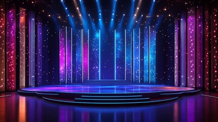 Wall Mural - create a set design for a singing reality show. The centre of the stage has a multi tier LED wall like an arena