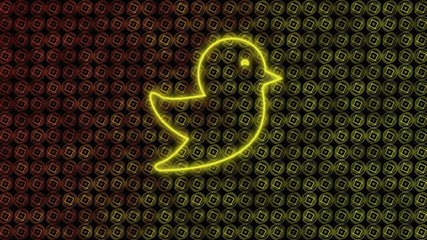 Poster - Animation of neon bird icon over glowing pattern on black background