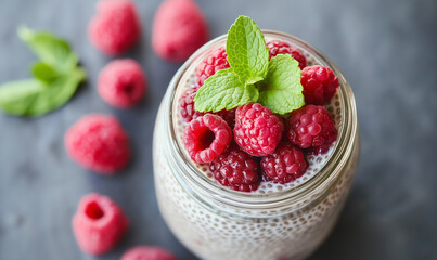 Raspberry chia seed pudding