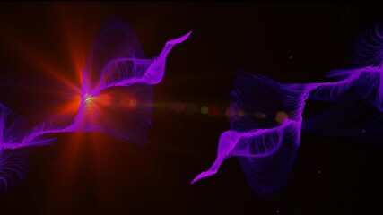 Poster - Animation of dna strands spinning over glowing red light on black background