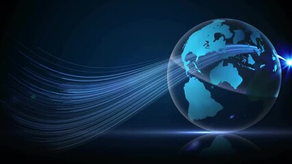 Poster - Animation of connections and digital data processing over spinning globe