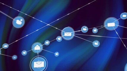 Poster - animation of network of connections with email icons