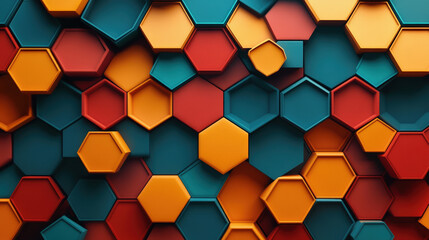 A colorful wall made of hexagons