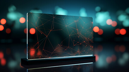 A computer monitor with a red and black design. Background for business card.