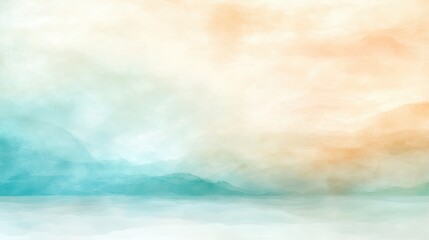 Wall Mural - a painting of a beach with mountains in the background