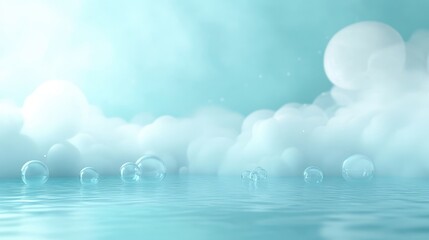 Wall Mural - a blue sky with clouds and a white moon