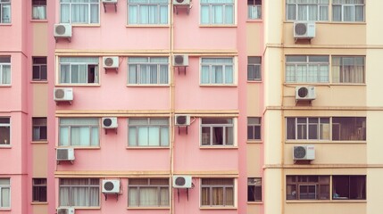 Poster - Pink and Beige Apartment Building