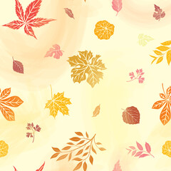 Wall Mural - Autumn leaves seamless pattern. Flourish nature garden textured background