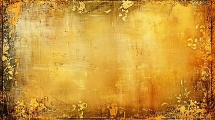 Wall Mural - vintage tuscany yellow background with warm metallic texture and weathered autumn gold border abstract illustration