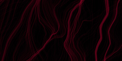 Wall Mural - crimson red wavy lines abstract landscape lines glowing virtual network technology art. soft dark re