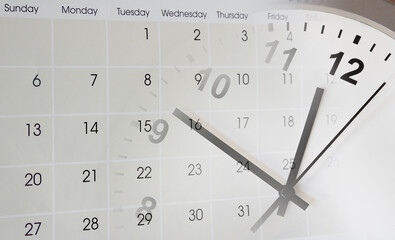 Wall Mural - clock face and calendar composite. time management