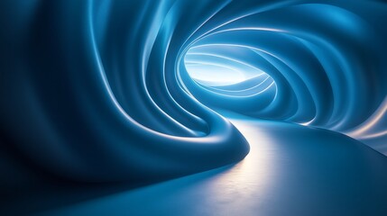 Wall Mural - A blue tunnel with a spiral shape