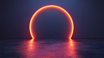 Wall Mural - A glowing red circle in the middle of a dark blue ocean