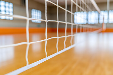 Indoor Gymnasium with a Volleyball Net | Modern Sports Facility for Athletic Training and Competitions