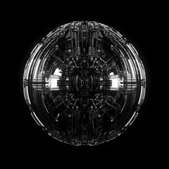 Wall Mural - Geometric Abstract Sphere, 3D, black and white, futuristic , abstract, sphere