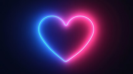 Sticker - Neon Heart Outline, Blue and Pink, Glow in the Dark, Digital Art, Love, Neon, Heart