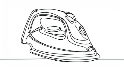 Continuous one line drawing of an clothes iron