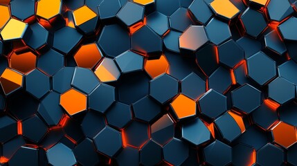 Orange and blue polygonal geometric background.