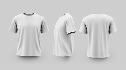 Poster - White T-Shirt Mockup - Front, Side, and Back Views, tshirt mockup, apparel design, blank template