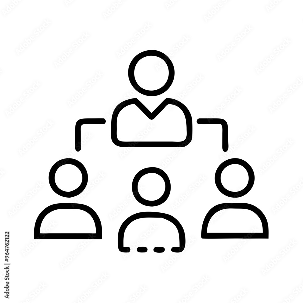 Simple organizational chart illustration depicting team structure and ...
