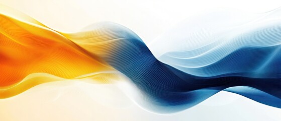 Wall Mural - Abstract Swirling Orange and Blue Waves with White Background