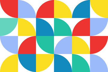 Poster - Multicolored Geometric seamless Pattern. Colorful Circle parts Mosaic Modern Background. geometry Shapes. Bauhaus pattern for cover, wallpaper, packaging, textile design
