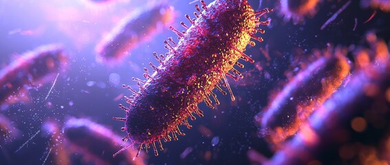 A microscopic view of microorganisms in immunology: focus on immune responses and bacterial interactions Concept with space for medical or scientific text