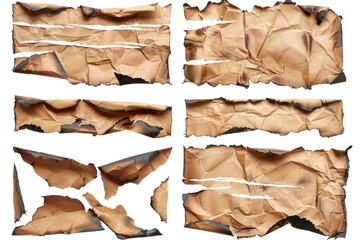 Poster - A collection of ripped and torn paper fragments scattered on a clean white background