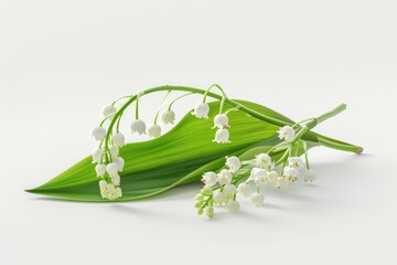 Wall Mural - A bouquet of white flowers resting on a lush green leaf