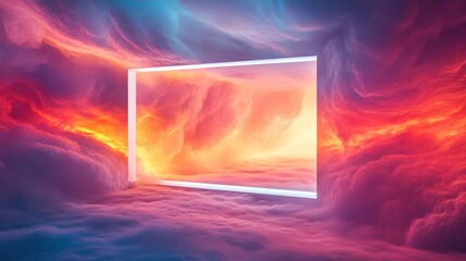 White Frame Portal in a Colorful Cloudy Sky