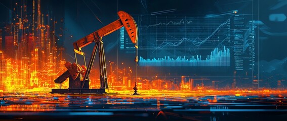 Wall Mural - Photography Concept with Copy Space for Text Highlighting Oil Price Increases, Supply and Demand Dynamics in Global Financial Markets