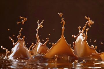 Poster - A close-up shot of a liquid splashing onto a brown surface, great for use in designs and graphics
