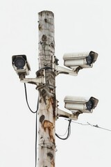 Wall Mural - A pole with multiple cameras attached, suitable for various photography and surveillance applications