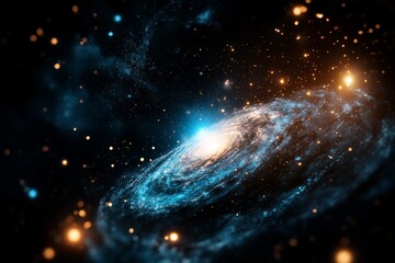 Poster - A breathtaking view of a galactic spiral with stars and stardust swirling, creating a vibrant and dynamic cosmic scene. Highlights the beauty and vastness of space.
