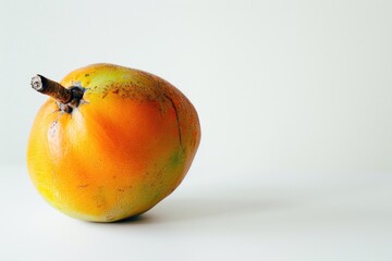 Poster - A single ripe orange sitting on a clean and flat white surface, perfect for food or still life photography