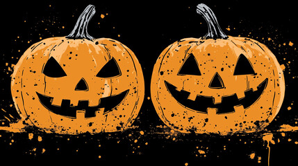 Halloween themed graphic with two smiling pumpkins