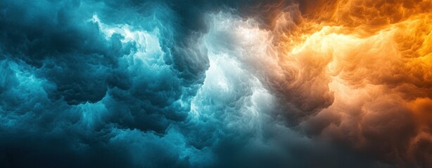 Canvas Print - Abstract Sky with Blue and Orange Clouds