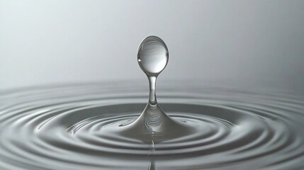 Wall Mural -   A macro shot of a droplet on water's surface with another droplet above it