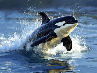 Wall Mural - Orca Leaping Out of Water