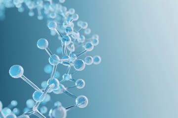 Poster - The illustration features a molecular structure with translucent spheres and connecting lines, highlighting atoms and bonds on a calming blue gradient background.