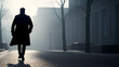© Galeno - man walking away wearing trench coat image silhouette man walking running away background transparent isolated