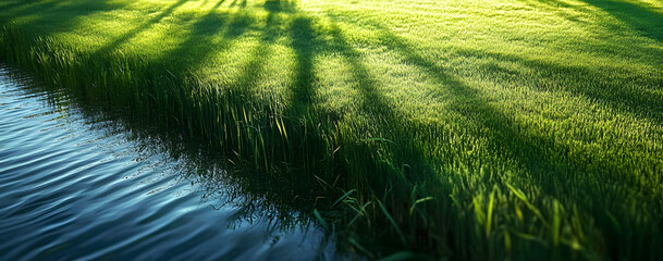 Wall Mural - some very nice looking green grass in a field of water,