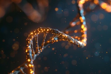 Poster - a close-up view highlights a luminous dna strand, showcasing the intricate molecular structure and u